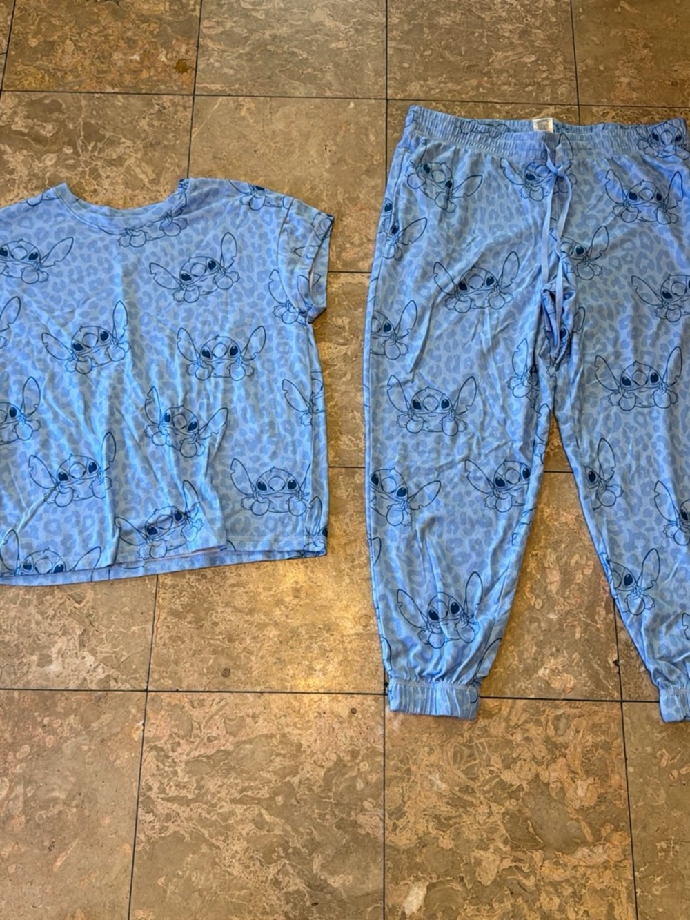 Disney Light Blue Stitch Pajama Top & Jogger Pants Set